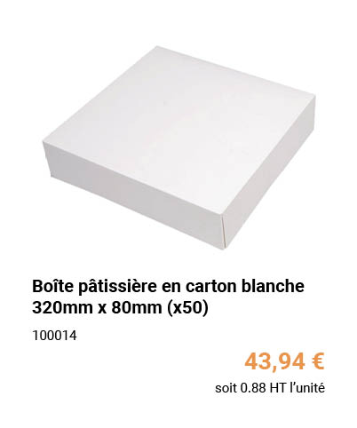 Boîte pâtissière en carton blanche 320mm x 80mm (x50)