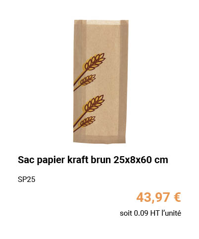 Sac papier kraft brun 25x8x60 cm