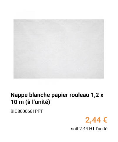 Nappe blanche papier rouleau 1,2 x 10 m (à l'unité)