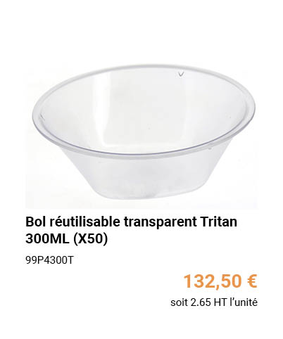 Bol réutilisable transparent Tritan 300ML (X50)
