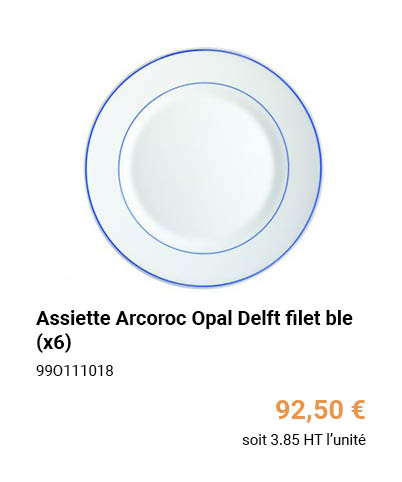 Assiette Arcoroc Opal Delft filet bleu ⌀155mm (x6)