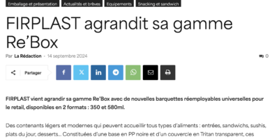 Firplast mise en lumière pour son rôle clé auprès des boulangers-pâtissiers