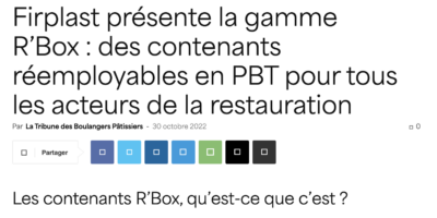 La gamme Re’Box mise à l'honneur par La Tribune des Boulangers Pâtissiers
