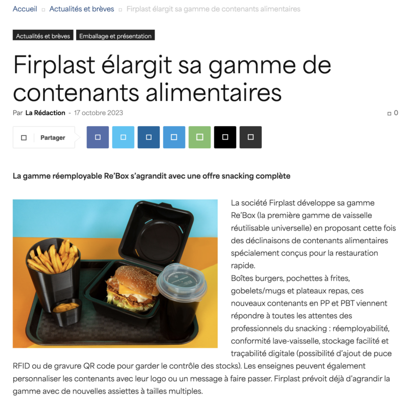 Firplast renforce son offre avec de nouvelles solutions d’emballages innovantes et réemployables