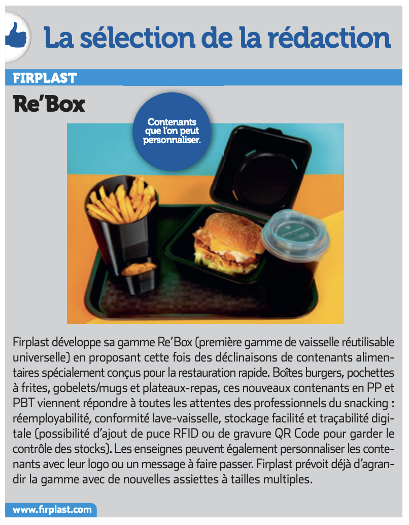 Firplast renforce son offre réemployable pour la restauration rapide